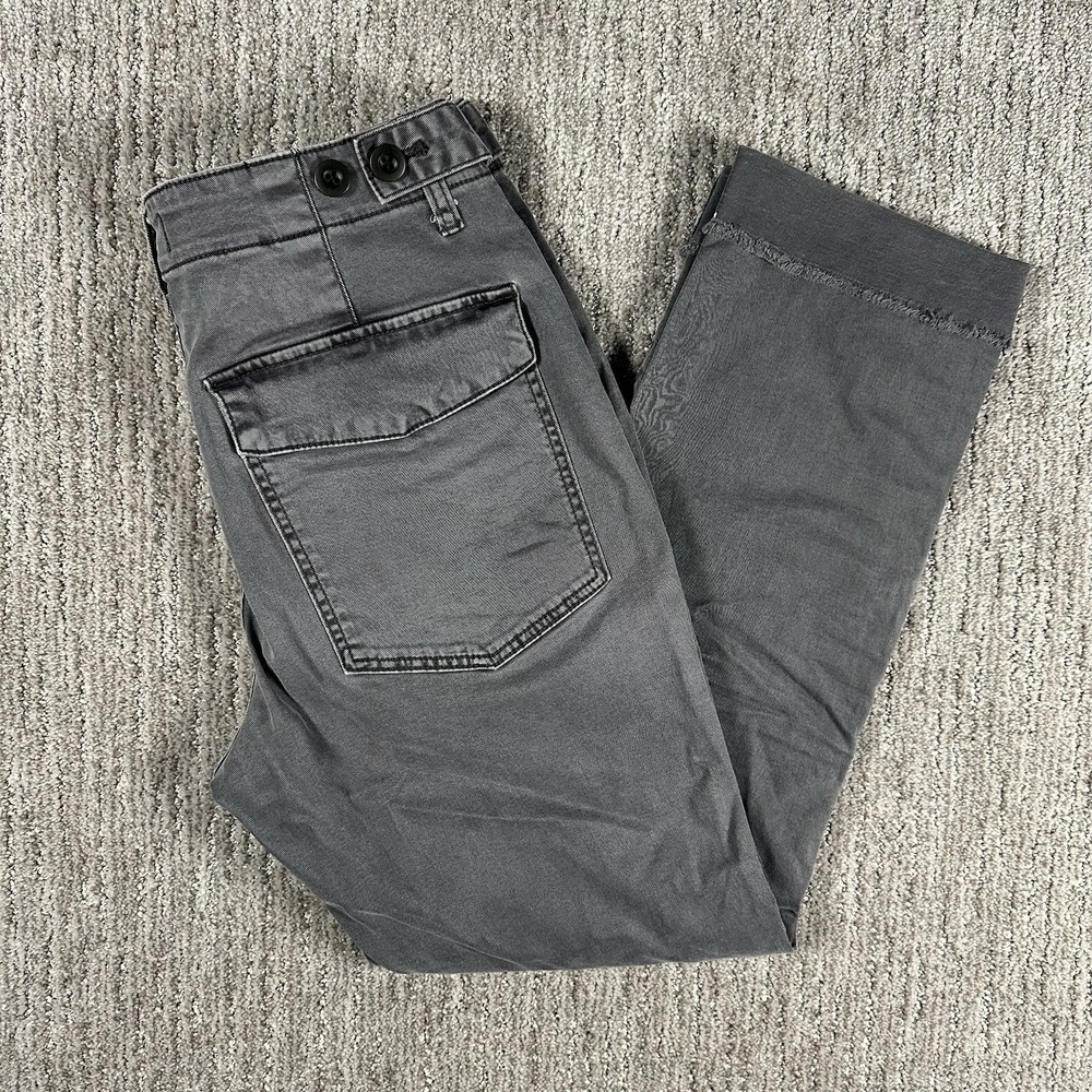 Madewell The Slim Straight Utility Pant Women's 26 Gray Flap Pockets 30x26